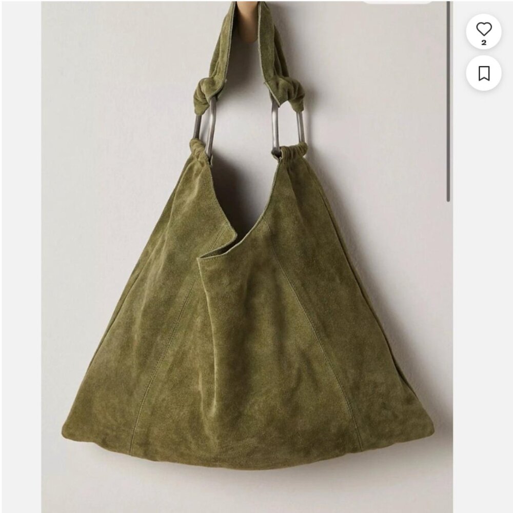 Free People Olive Green Suede Shoulder Bag